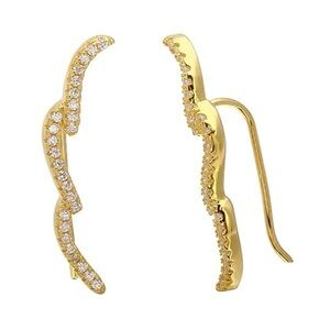 NWT Adornia Swarovski Crystal Wave Ear Climbers | 14K Gold Plated